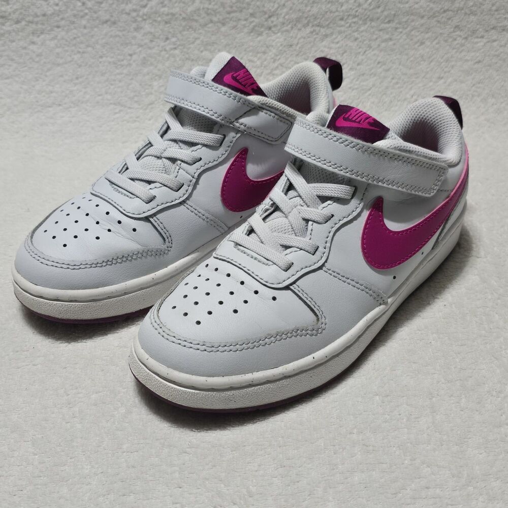 Nike Court Borough Low 2 Kids Sz 2Y Sneakers - BQ5451-015 White Pink Shoes